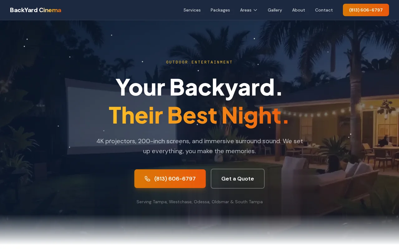 Backyard Cinema website screenshot