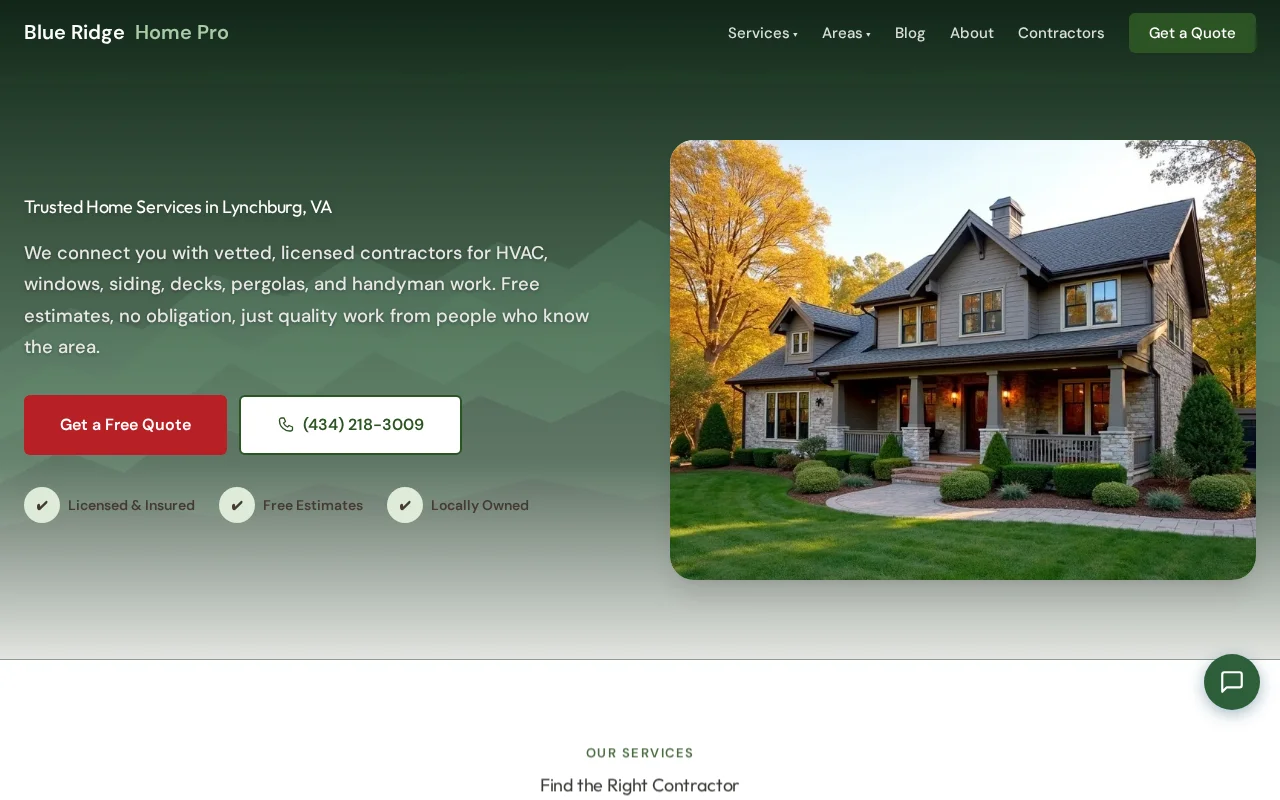 Blue Ridge Home Pro website screenshot